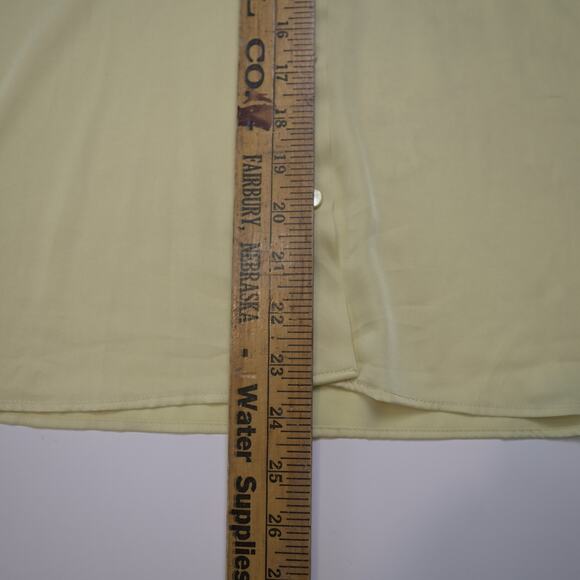 Rachel Roy Button Up Shirt Butter Yellow Cap Sleeve Collared Lagenlook Sz L EUC - Picture 9 of 10